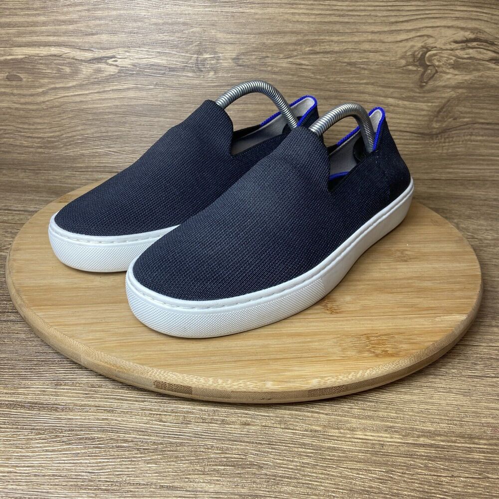 Rothy's The Sneaker Women's Size 9 Slip On Shoes Black Blue Trim